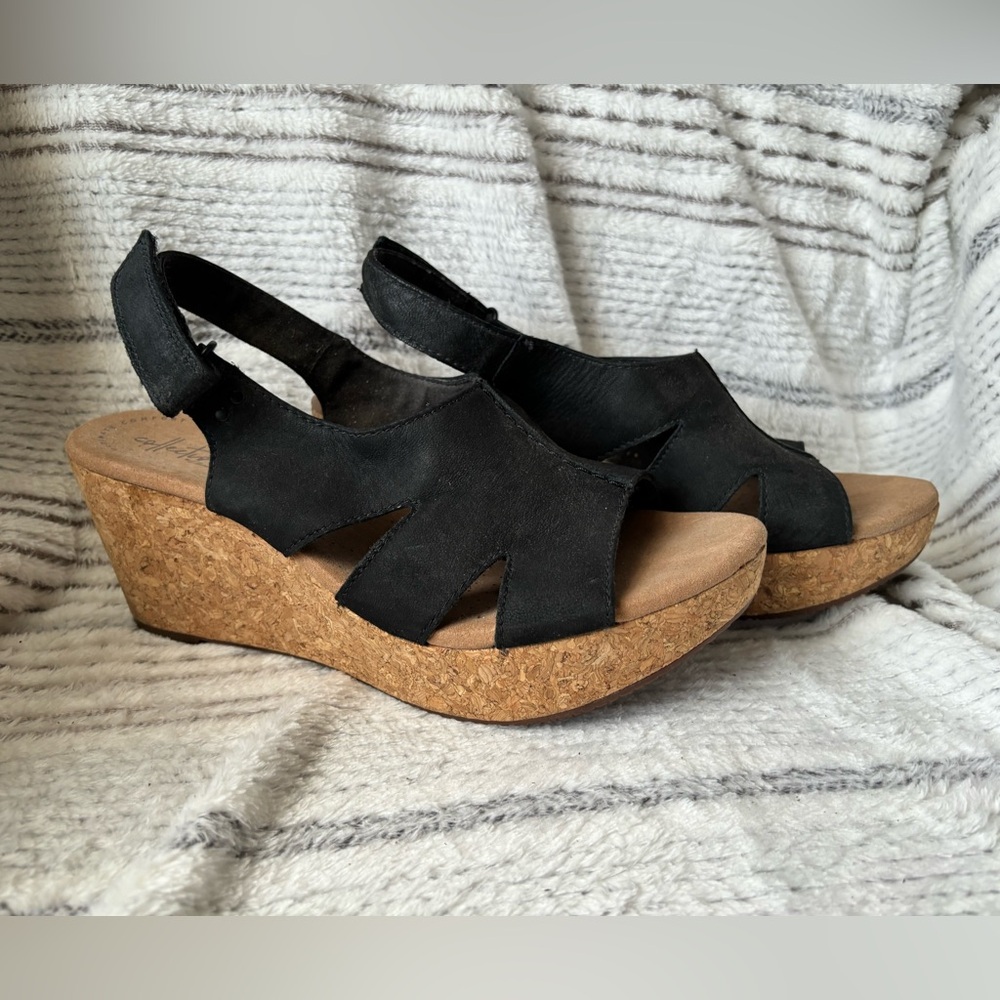 Collection by Clark’s Women’s size 11 Black Wedges with Cork Bottom